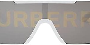 BURBERRY BE 4291 3007/H White Plastic Rectangle Sunglasses Silver Logo Lens