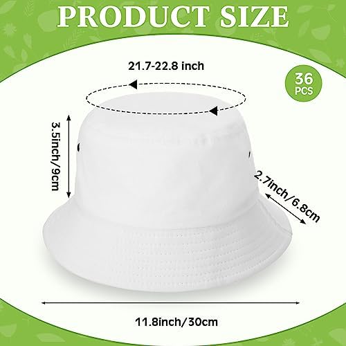 Xtinmee 36 Pcs Washed Cotton Bucket Hats Bulk Packable Unisex Trendy Lightweight Travel Summer Sun Hats for Women Men Fishing Beach White - Image 3