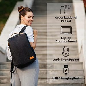 Nordace Siena Smart Backpack with USB Charging – 15.6 Inch Laptop Backpack, 19L Daily Backpack for Travel, Everyday, or Work (Black)