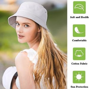 Xtinmee 36 Pcs Washed Cotton Bucket Hats Bulk Packable Unisex Trendy Lightweight Travel Summer Sun Hats for Women Men Fishing Beach White